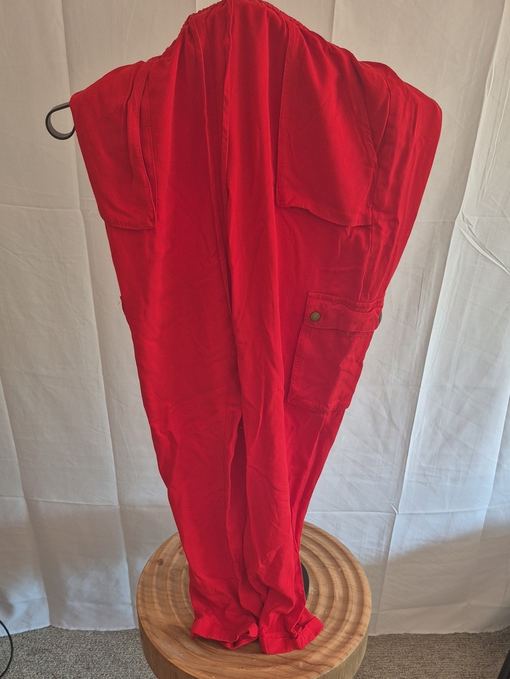Naked Zebra Bold Red Cargo Jumpsuit Pants